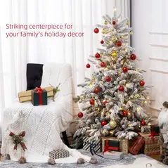 HOMCOM 5ft Bushy Snow-Flocked Artificial Christmas Tree, with LED Lights - 4