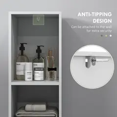 HOMCOM Narrow Bathroom Cabinet, Slim Bathroom Storage Unit with Open Compartment, Freestanding Storage Cupboard for Small Spaces, 30 x 30 x 160 cm, White - 5