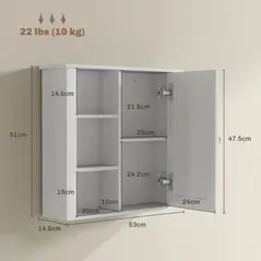 HOMCOM Clean and Simple Bathroom Storage Cabinet - White - 3