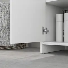 HOMCOM Under Sink Bathroom Cabinet, Freestanding Under Sink Cabinet with 2 Doors and Shelf for Basin without or with Pedestal, White - 8