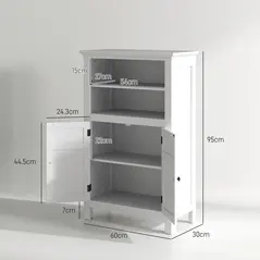 HOMCOM Multi-Storage Modern Bathroom Cabinet - White - 3