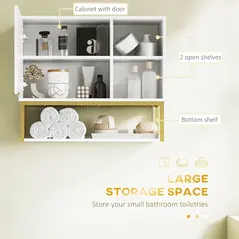 kleankin 4 Piece Bathroom Furniture Set, Freestanding Tall Bathroom Cabinet, Under Sink Storage Cabinet, 2 Wall Mounted Cabinets, White - 5