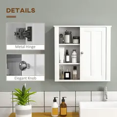 HOMCOM Clean and Simple Bathroom Storage Cabinet - White - 7