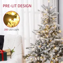 HOMCOM 5ft Bushy Snow-Flocked Artificial Christmas Tree, with LED Lights - 5