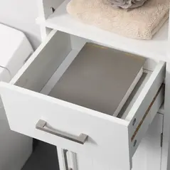 kleankin Bathroom Furniture Set with Adjustable Shelves, Tall Bathroom Storage Cabinet with Open Shelves, Bathroom Floor Cabinet with Drawers, Pedestal Sink Cabinet, White - 8