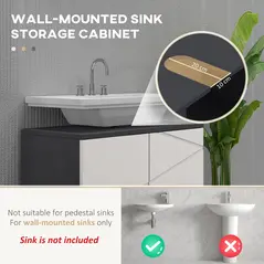 kleankin 5-Piece Bathroom Furniture Set, Bathroom Storage Cabinet with Doors and Shelves, Tall and Small Floor Cabinets, Wall-mounted Mirror Cabinet, Under Sink Cabinet, Grey - 4