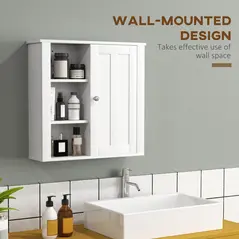 HOMCOM Clean and Simple Bathroom Storage Cabinet - White - 4