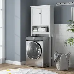 HOMCOM Over-Toilet/Appliance Storage Cabinet - White - 4