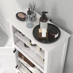 HOMCOM Multi-Storage Modern Bathroom Cabinet - White - 7
