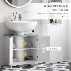 kleankin Bathroom Furniture Set with Adjustable Shelves, Tall Bathroom Storage Cabinet with Open Shelves, Bathroom Floor Cabinet with Drawers, Pedestal Sink Cabinet, White - 5