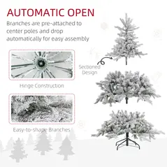 HOMCOM 5ft Bushy Snow-Flocked Artificial Christmas Tree, with LED Lights - 7