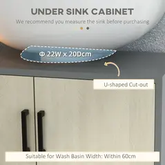 kleankin Bathroom Furniture Set with Doors, Tall Bathroom Cabinet with Adjustable Shelves, Under Sink Cabinet, Grey - 4