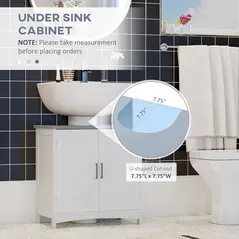kleankin Bathroom Furniture Set with Adjustable Shelves, Tall Bathroom Storage Cabinet with Open Shelves, Bathroom Floor Cabinet with Drawers, Pedestal Sink Cabinet, White - 4