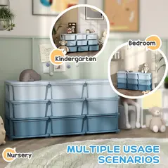 HOMCOM Kids Storage Unit, with Nine Drawers - Blue - 5