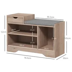 HOMCOM Multi-Compartment Shoe Bench, with Seat - Grey - 3