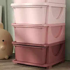 HOMCOM Four-Tier Kids Storage Boxes, with Four Drawers, Pink - 9