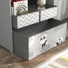 ZONEKIZ Kids Storage Unit, Toy Storage Organiser, with Six Fabric Bins, for Bedrooms, Playrooms, Nurseries - Grey - 9