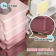 HOMCOM Four-Tier Kids Storage Boxes, with Four Drawers, Pink - 5
