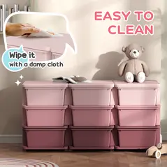 HOMCOM Kids Storage Unit, with Nine Drawers - Pink - 6