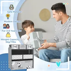 ZONEKIZ Kids Storage Unit, Toy Storage Organiser, with Six Fabric Bins, for Bedrooms, Playrooms, Nurseries - Grey - 7