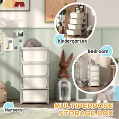 HOMCOM Four-Tier Kids Storage Boxes, with Four Drawers - White - 6