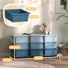 HOMCOM Kids Storage Unit, with Nine Drawers - Blue - 3