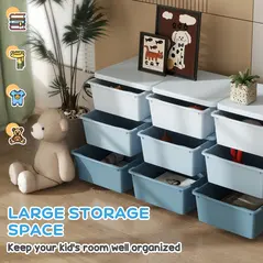 HOMCOM Kids Storage Unit, with Nine Drawers - Blue - 4