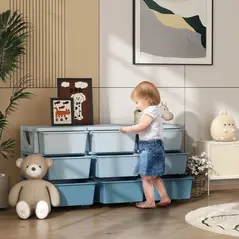 HOMCOM Kids Storage Unit, with Nine Drawers - Blue - 2