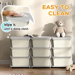 HOMCOM Kids Storage Unit, with Nine Drawers - Cream - 6