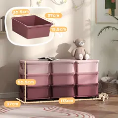 HOMCOM Kids Storage Unit, with Nine Drawers - Pink - 3
