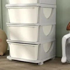 HOMCOM Four-Tier Kids Storage Boxes, with Four Drawers - White - 9