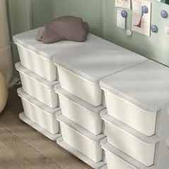 HOMCOM Kids Storage Unit, with Nine Drawers - Cream - 9