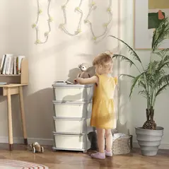 HOMCOM Four-Tier Kids Storage Boxes, with Four Drawers - White - 2