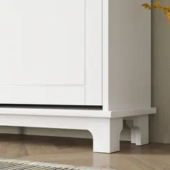 HOMCOM Narrow Shoe Storage Cabinet, Slim Shoe Cabinet with 4 Flip Drawers, Adjustable Shelves for 16 Pairs of Shoes, White - 9