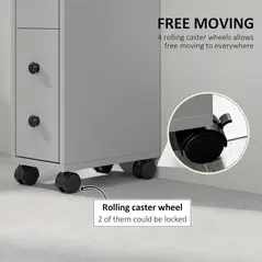 kleankin Slimline Bathroom Storage Cabinet - Grey - 5