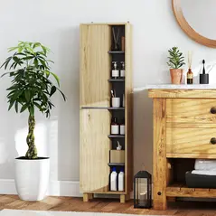 HOMCOM Multi-Storage Slim Bathroom Cabinet - Wood-Effect - 2