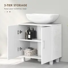 HOMCOM Bathroom Under Sink Cabinet for Basin without or with Pedestal - High Gloss White - 5