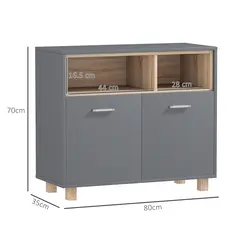 HOMCOM Freestanding Bathroom Cabinet, Bathroom Storage Unit, Bathroom Storage Cabinet with Open Compartments and Double Doors - 3