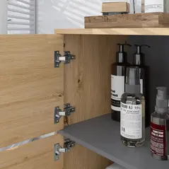 HOMCOM Bathroom Cabinet, Freestanding Bathroom Cabinet with Open Compartments and Double Doors - 8