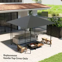 Outsunny 3 x 3(m) Gazebo Canopy Replacement Cover, Garden Gazebo Roof Replacement with Drain Holes, Water Resistant PVC Coating, 370g/㎡, UPF30+, TOP COVER ONLY, Grey - 7