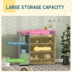 AIYAPLAY Toy Storage Unit with 8 Removable Bins, Storage Shelves, Cabinet, Grey - 4