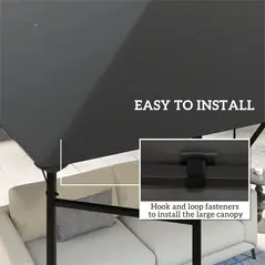 Outsunny 3 x 3(m) Gazebo Canopy Replacement Cover, Garden Gazebo Roof Replacement with Drain Holes, Water Resistant PVC Coating, 370g/㎡, UPF30+, TOP COVER ONLY, Grey - 5