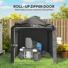 Outsunny 2.2 x 1.6 m Garden Storage Tent, Waterproof Anti-UV Bike Tent with Roll-up Zipper Door, Galvanised Outdoor Storage Shelter Carport for Bike, Motorbike, Garden Tools, Black - 6