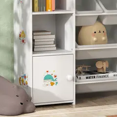 AIYAPLAY Kids Toy Organizers and Storage with 8 Removable Storage Bins and Bookshelf, White - 9