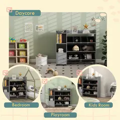 AIYAPLAY Toy Storage Unit with 8 Removable Bins, Storage Shelves, Cabinet, Grey - 7