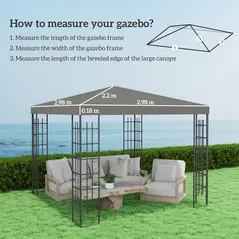 Outsunny 3 x 3(m) Gazebo Frame Replacement - Grey - 3