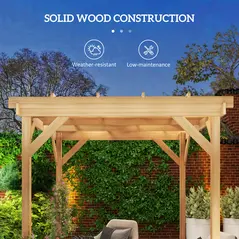 Outsunny 2 x 2 m Wooden Pergola Kit, Decorative Garden Gazebo Shelter with Stable Structure for Climbing Vines, Flowers, Dark Brown - 4