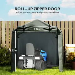 Outsunny 2.2 x 1.6 m Garden Storage Tent, Waterproof Anti-UV Bike Tent with Roll-up Zipper Door, Galvanised Outdoor Storage Shelter Carport for Bike, Motorbike, Garden Tools, Dark Grey - 6