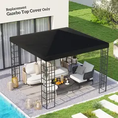 Outsunny 3 x 3(m) Gazebo Frame Replacement - Black - 2