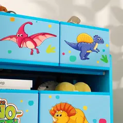AIYAPLAY 3-Tier Kids Storage Unit with 9 Non-Woven Fabric Boxes for Toys, Books, for Bedroom, Nursery, Blue - 9
